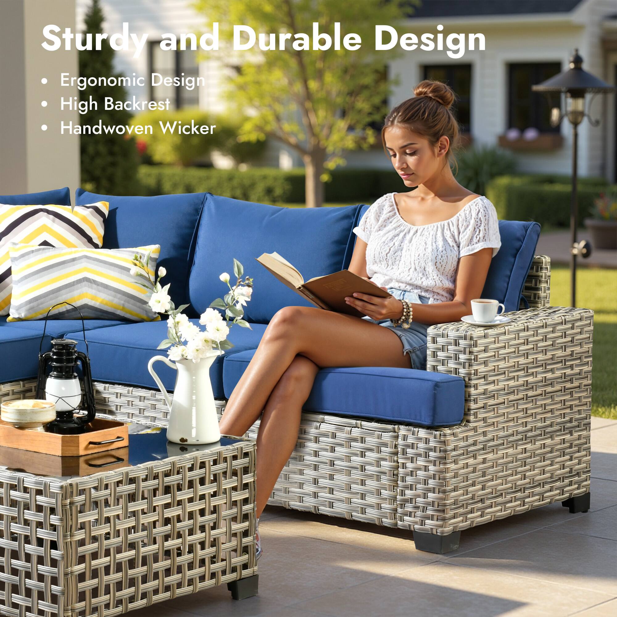 Sturdy and Durable Design  
- Ergonomic Design  
- High Backrest  
- Handwoven Wicker