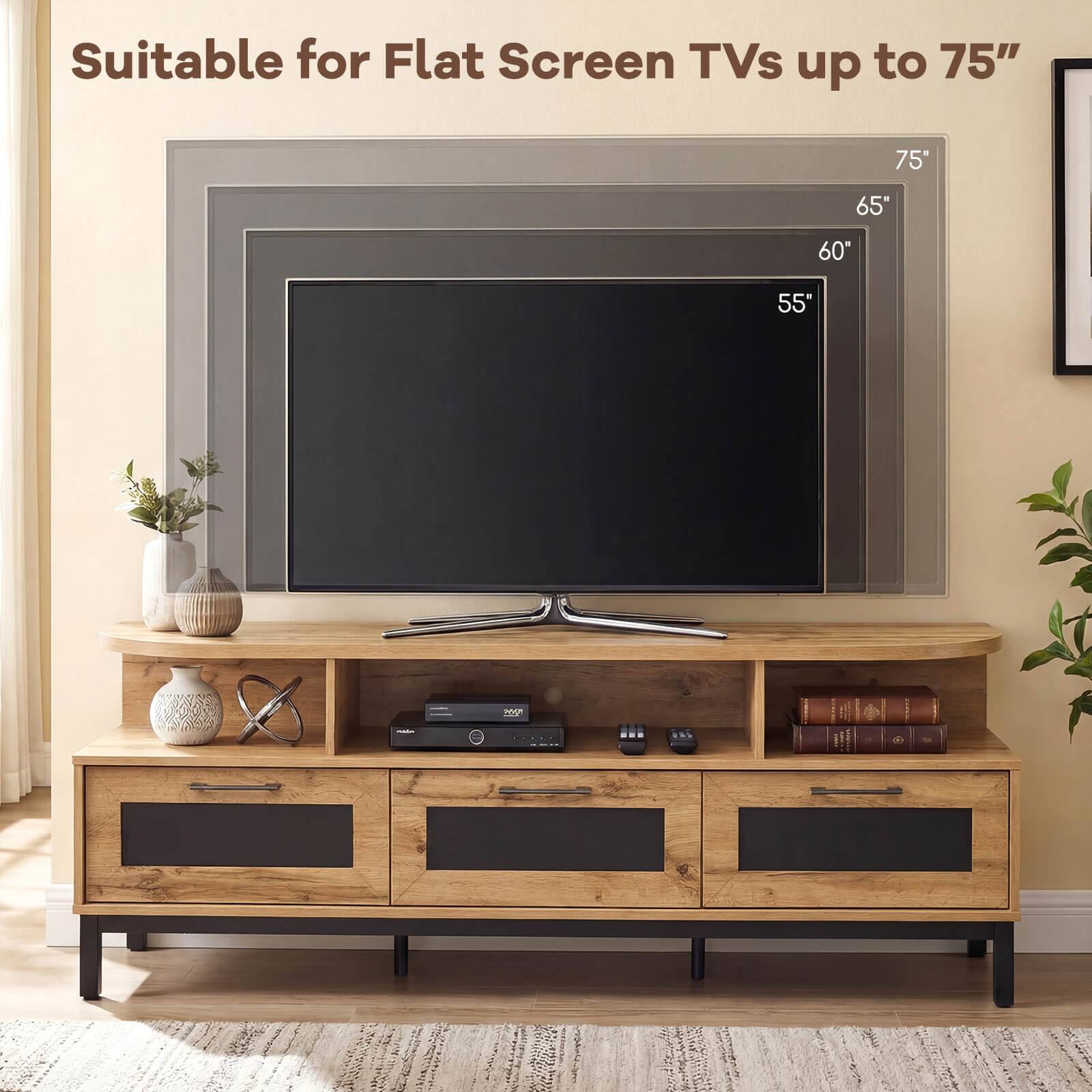 Suitable for Flat Screen TVs up to 75"  
75"  
65"  
60"  
55"