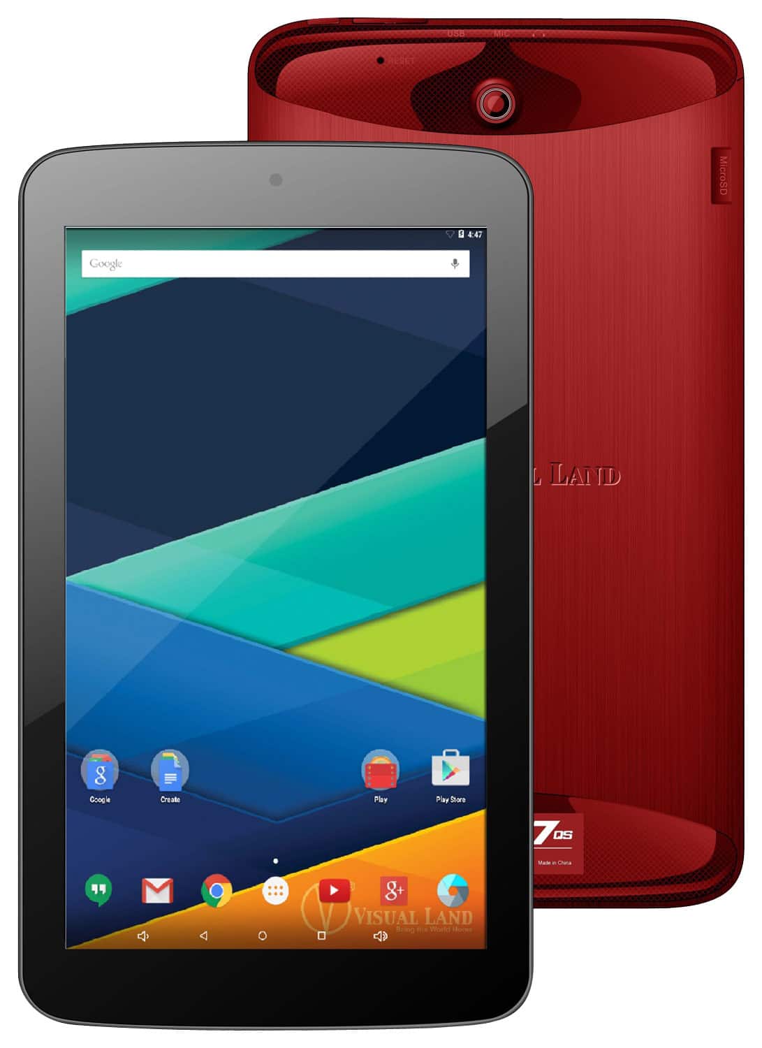 Front. Visual Land - Prestige Elite - 7" - 16GB - Red.