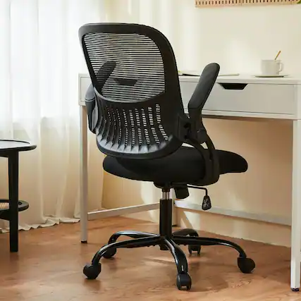 Front. Kadyn - 41.7" Tall Office Chair for Standing Desk - Adjustable Counter Height Chair with Foot Ring for Long Work Sessions, Black - Black.