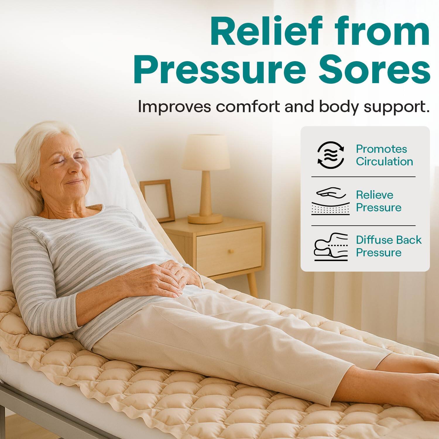 Relief from Pressure Sores  
Improves comfort and body support.  
Promotes Circulation  
Relieve Pressure  
Diffuse Back Pressure