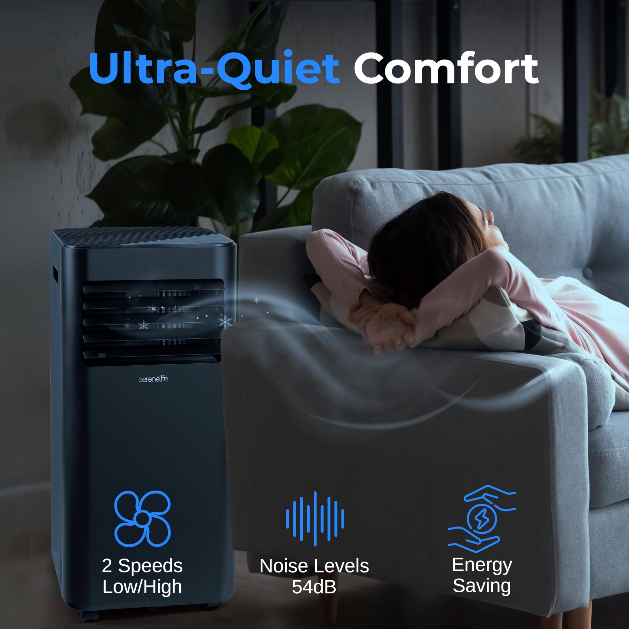Ultra-Quiet Comfort  
2 Speeds Low/High  
Noise Levels 54dB  
Energy Saving