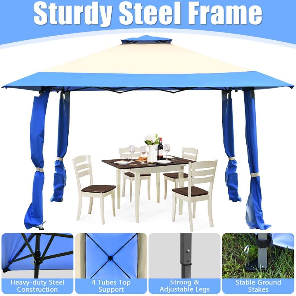 Sturdy Steel Frame  
Heavy-duty Steel Construction  
4 Tubes Top Support  
Strong & Adjustable Legs  
Stable Ground Stakes