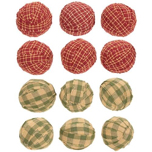 Left. BreeBe - 12/Set Primitive Gingham Rag Balls - Multi.