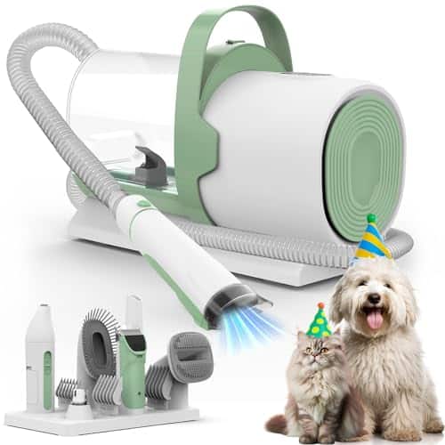 DORLUKFU- Dog Grooming Vacuum, Pet Grooming Kit with Clipper Nail Trimmer Grinder, 2.5L Dust Cup 7 Grooming Tools 11000Pa Dog Hair