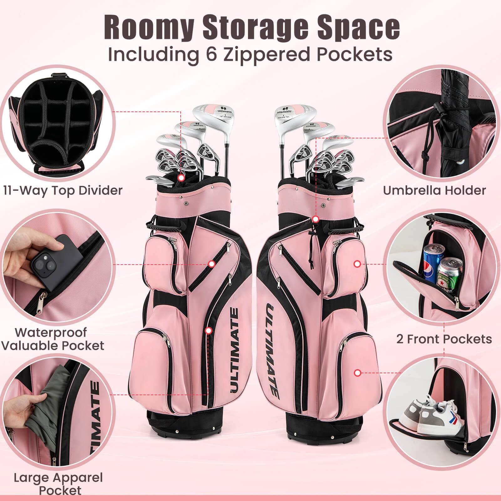 ”*！様 MILLER×Ameri BUISTIER SET TOP ピンク Costway Ladies Womens Complete Golf Clubs Set 10 Pieces Includes