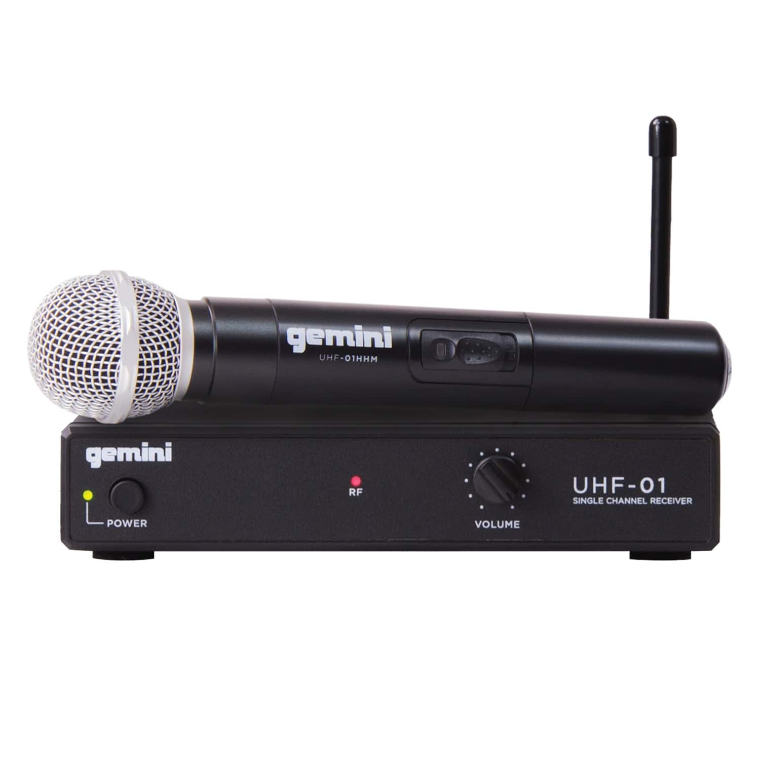 Gemini - UHF-01M-F1 UHF Single-Channel Wireless Microphone System with Handheld Microphone - Black
