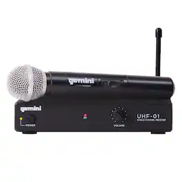 Gemini - UHF-01M-F1 UHF Single-Channel Wireless Microphone System with Handheld Microphone - Black