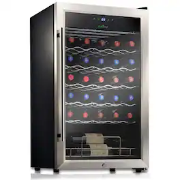NutriChef - 34 Bottle Wine Fridge | Single Zone - White