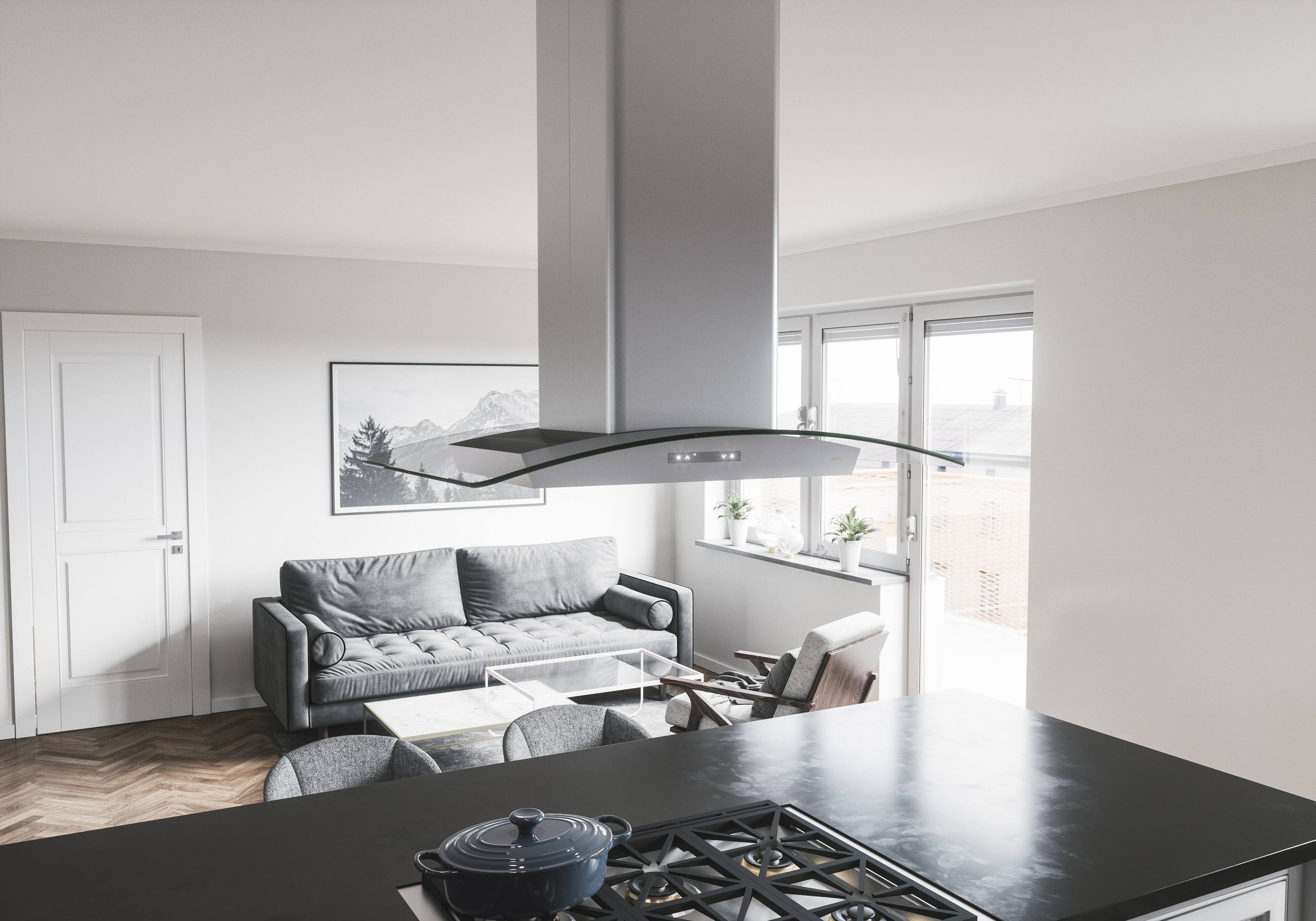 Alt View 12. Zephyr - Milano 42 in. 700 CFM Island Mount Range Hood with LED Light - Stainless Steel.