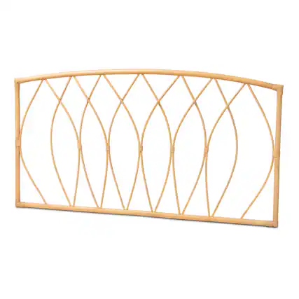 Front. bali & pari - Halia Modern Bohemian Rattan Queen Size Wall-mount Headboard - Natural Brown.