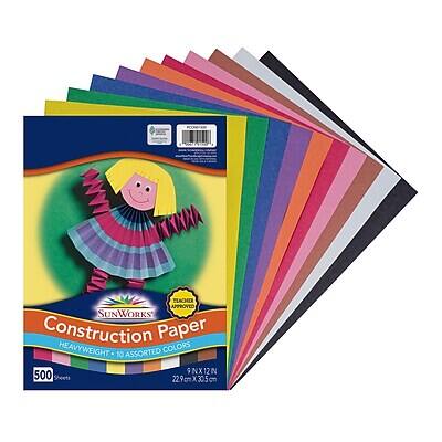 Sure, here is the corrected and grouped text:

**SunWorks Construction Paper**

- **Heavyweight Assorted Colors**
- **500 Sheets**
- **9" x 12" (22.9 cm x 30.5 cm)**
- **Teacher Approved**

**SunWorks**  
**Construction Paper**  
**Heavyweight - 10 Assorted Colors**  
**500 Sheets**  
**9" x 12" (22.9 cm x 30.5 cm)**