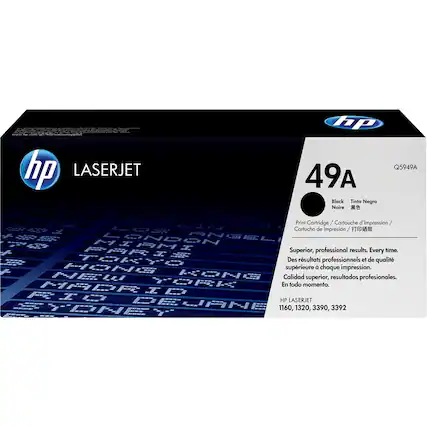 Front. HP - 49A Standard Capacity - Black Toner Cartridge - Black.