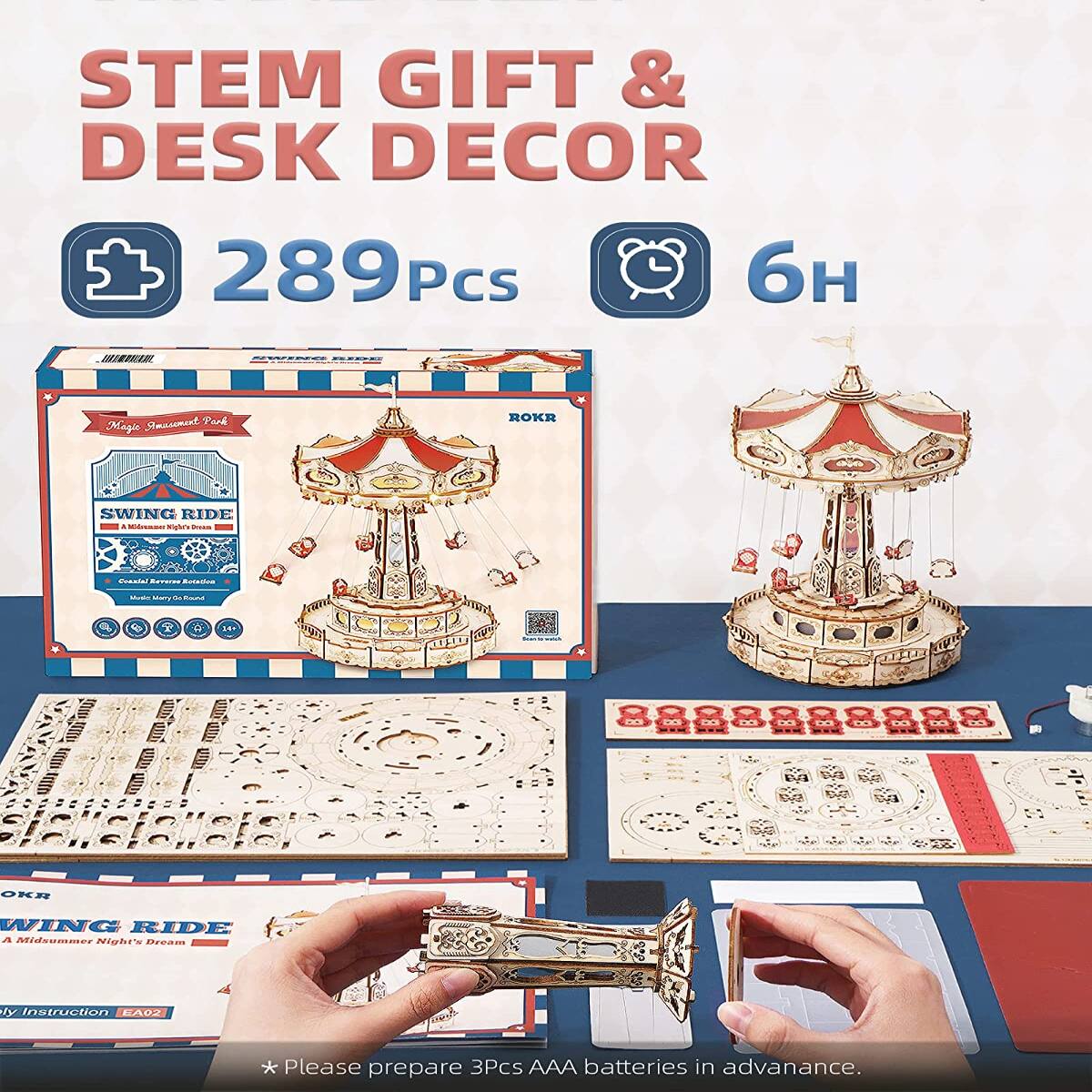 Back. 3D Puzzle - DIY 3D Electro Mechanical Puzzle - Swing Ride 289 Pcs.