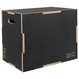 Signature Fitness - 24" x 20" x 16" Wooden Plyo Box Non-Slip Jump Platform - Gray