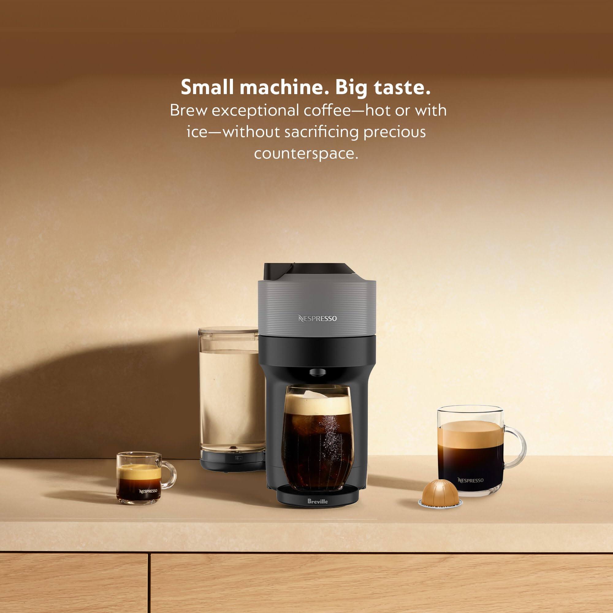 Small machine. Big taste. Brew exceptional coffee—hot or with ice—without sacrificing precious counterspace. SPRESSO NESPRESSO - Breville