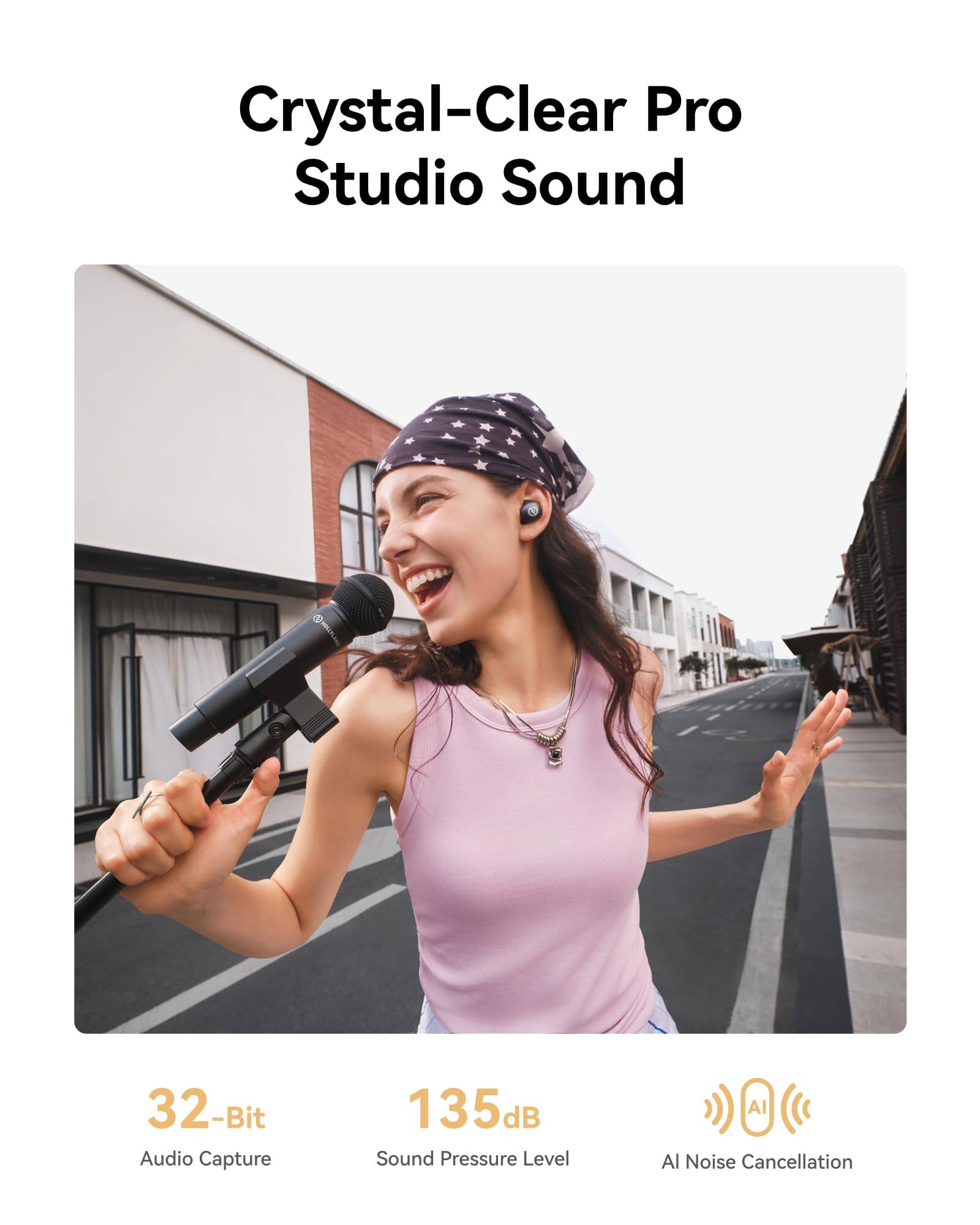 Crystal-Clear Pro Studio Sound  
32-Bit Audio Capture  
135dB Sound Pressure Level  
AI Noise Cancellation