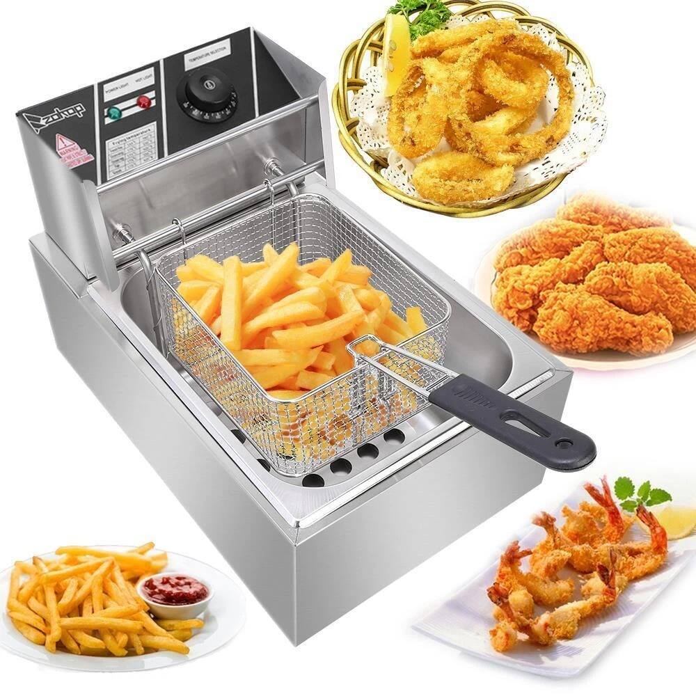 Angle. Home Collection - 6L Electric Deep Fryer Stainless Steel 2500W Commercial Home - Silver.