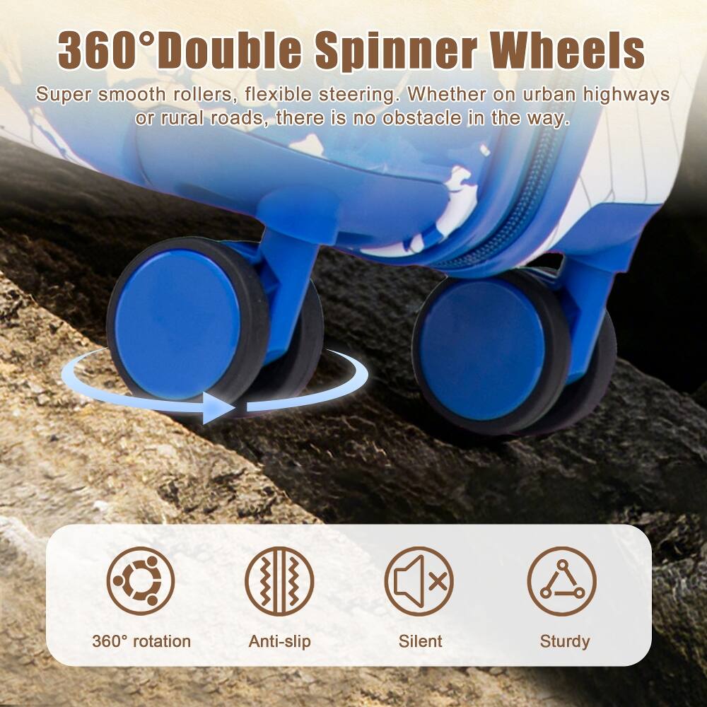 360° Double Spinner Wheels  
Super smooth rollers, flexible steering. Whether on urban highways or rural roads, there is no obstacle in the way.  
360° rotation  
Anti-slip  
Silent  
Sturdy