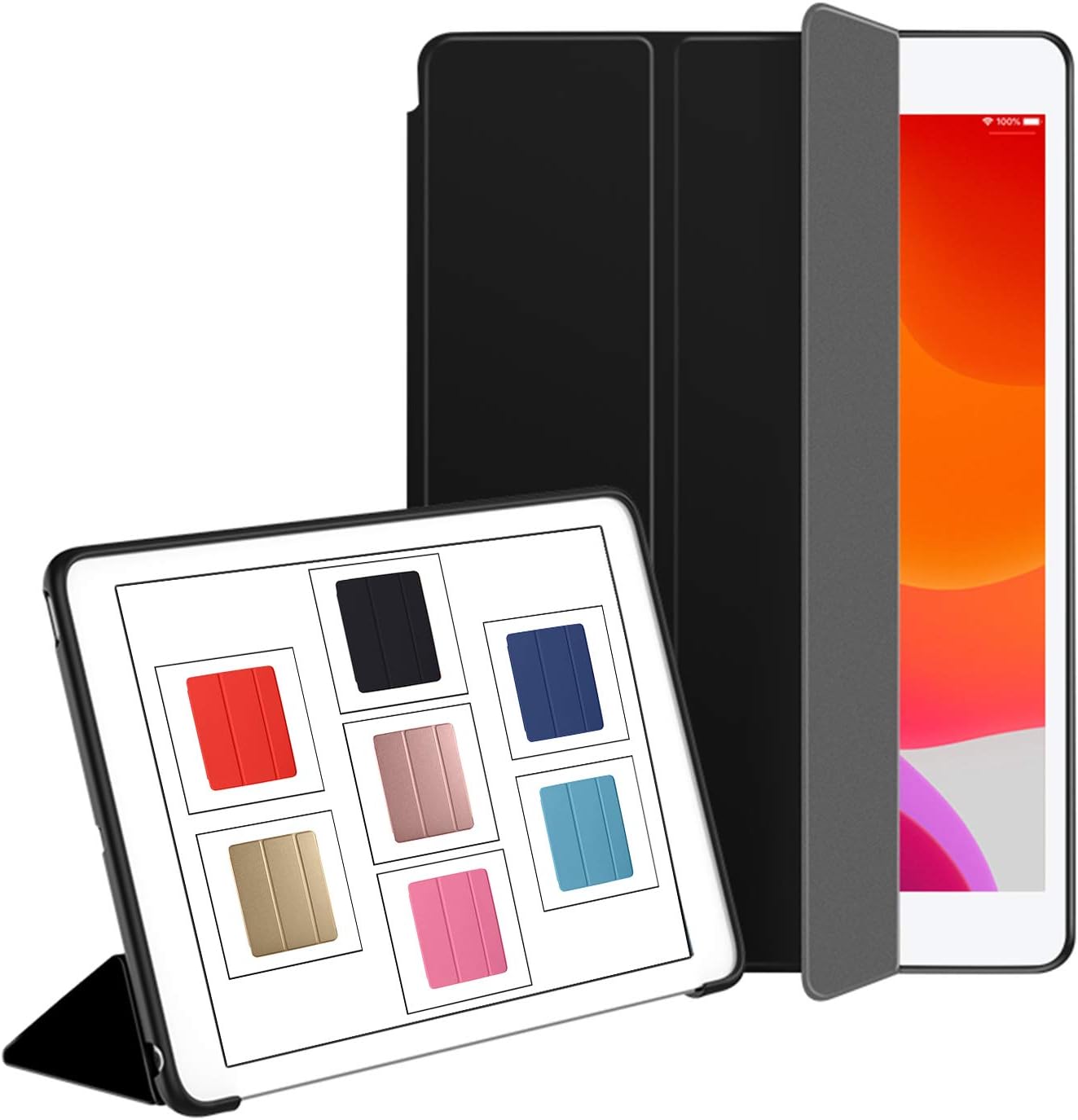 Front. DuraSafe Cases - iPad 10.2" 9th/8th/7th Gen 2021/2020/2019 Honeycomb TPU-Back Smart Folio with Air-Cushion Corners A2197 A2200 A2198 - Black.