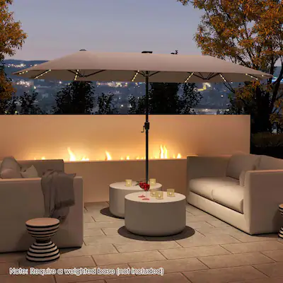 Costway 13 FT Large Patio Umbrella with LED Solar Lights Crank Handle 12 Heavy Duty Ribs Brown COST04364 - Best Buy Costway 13 FT Large Patio Umbrella with LED Solar Lights Crank Handle 12 Heavy Duty Ribs Brown COST04364 - Best Buy