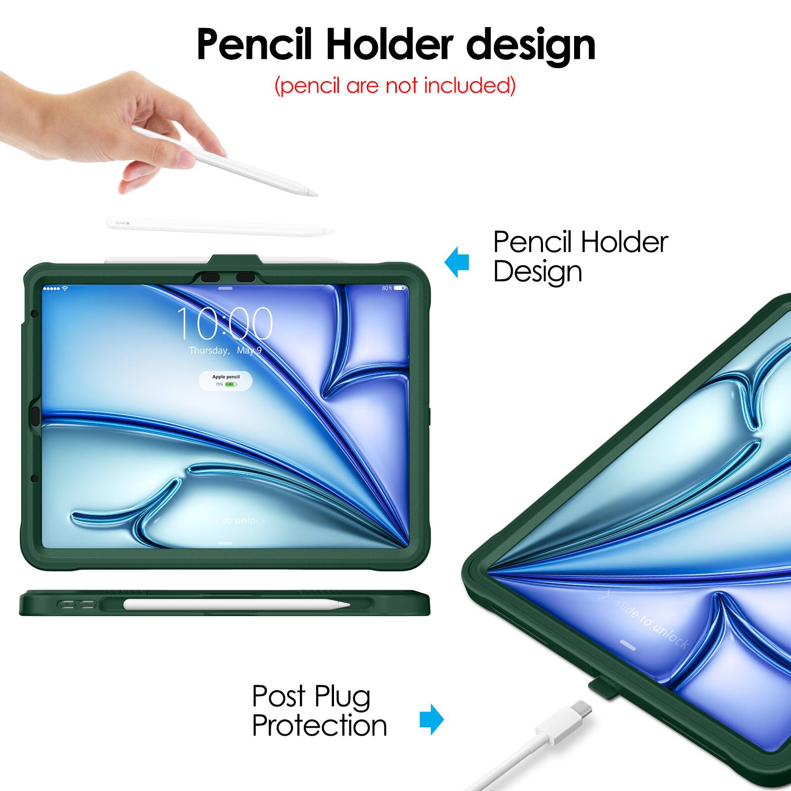 Pencil Holder design  
(pencil are not included)

Pencil Holder Design

Post Plug Protection