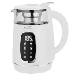 Brentwood - 1.7L 1100W BPA Free 360 Cordless Digital Glass Electric Kettle with Tea Infuser - White