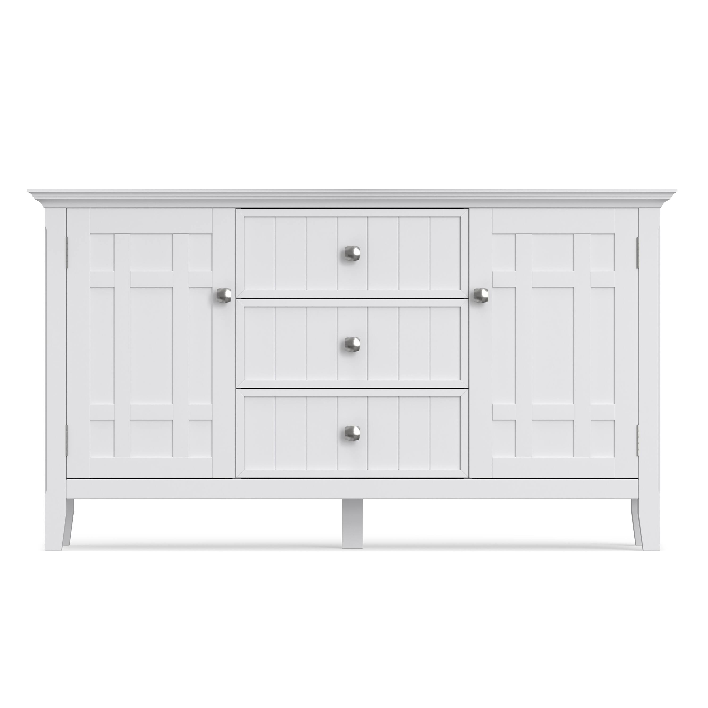 Left. Simpli Home - Simpli Home Bedford 54 inch Wide Solid Wood Transitional Sideboard Buffet in White - White.