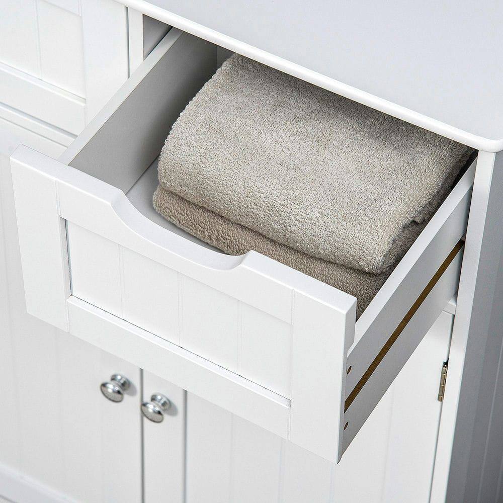 Back. Kadyn - Freestanding Bathroom Storage Cabinet, Floor Cabinet with 2 Drawers, Adjustable Shelf, White - White.