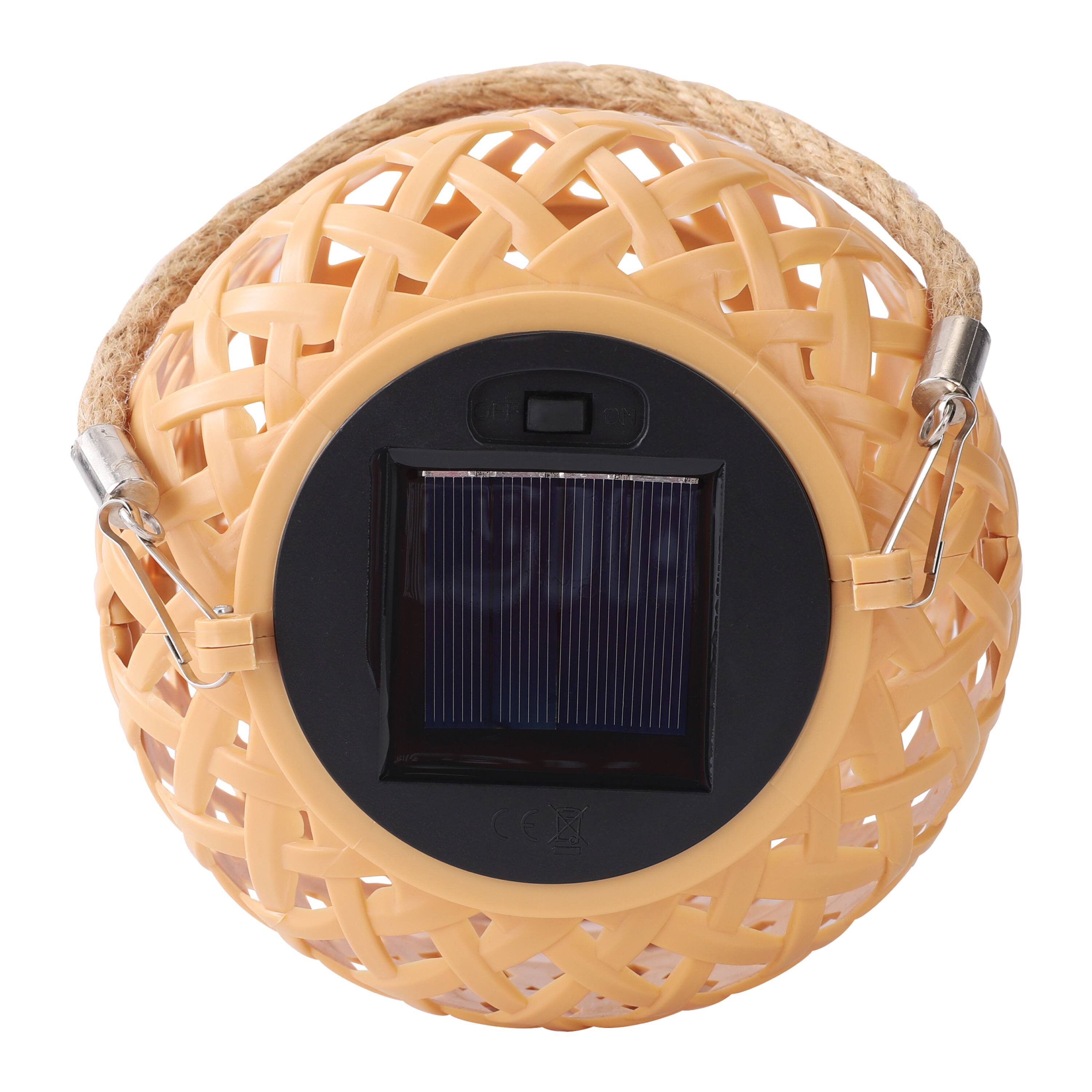 Alt View 6. Techko - Outdoor Solar Rattan-Style LED Lantern with Handle.