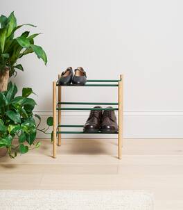 Yamazaki Home - Expandable Shoe Rack (18" H) - Steel - Forest Green
