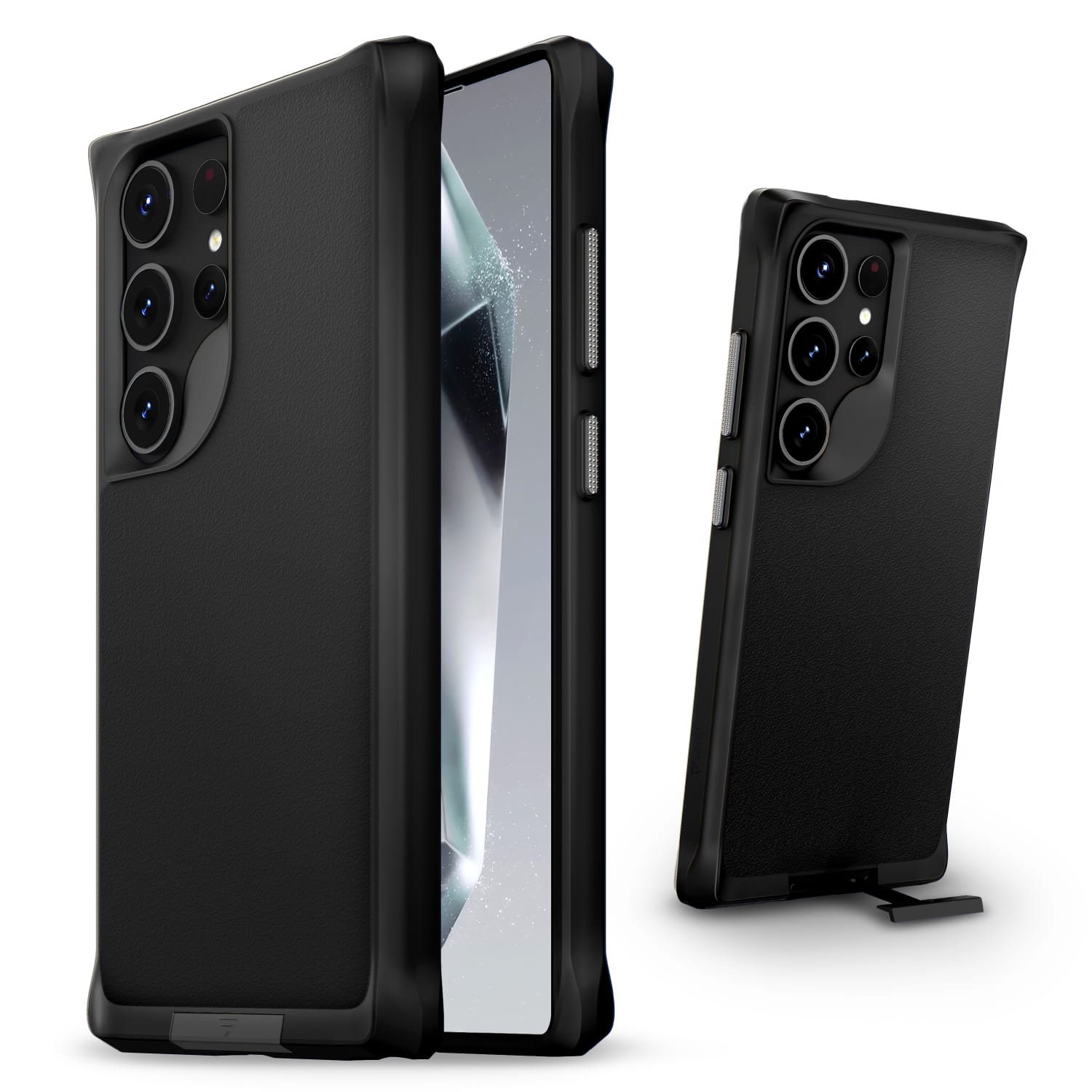 Front. Vena - Built-in Metal Kickstand Case for Samsung Galaxy S24 Ultra - Black - Black.