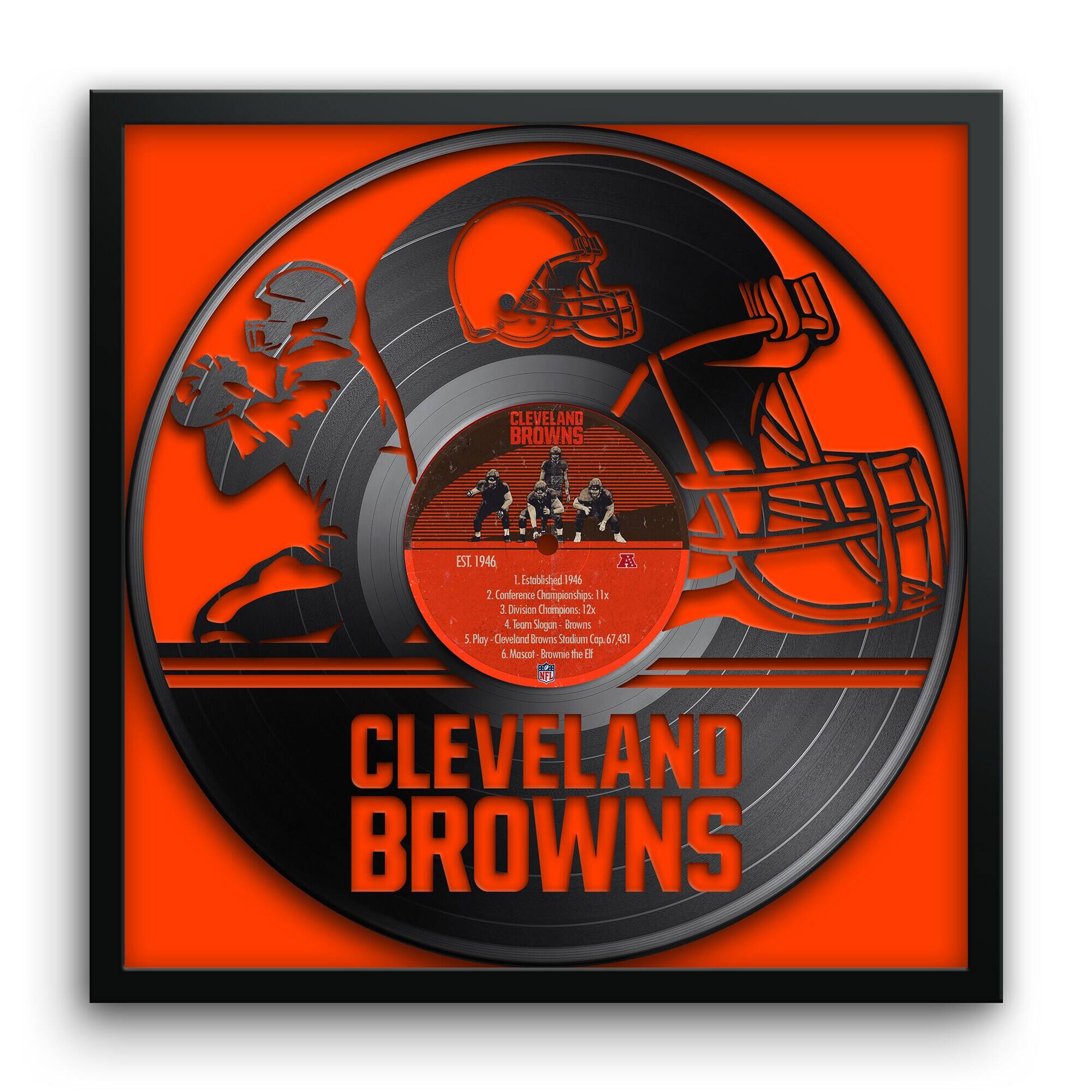 Sporticulture - Cleveland Browns Framed 13" x 13" Vinyl Record Art Print - Orange