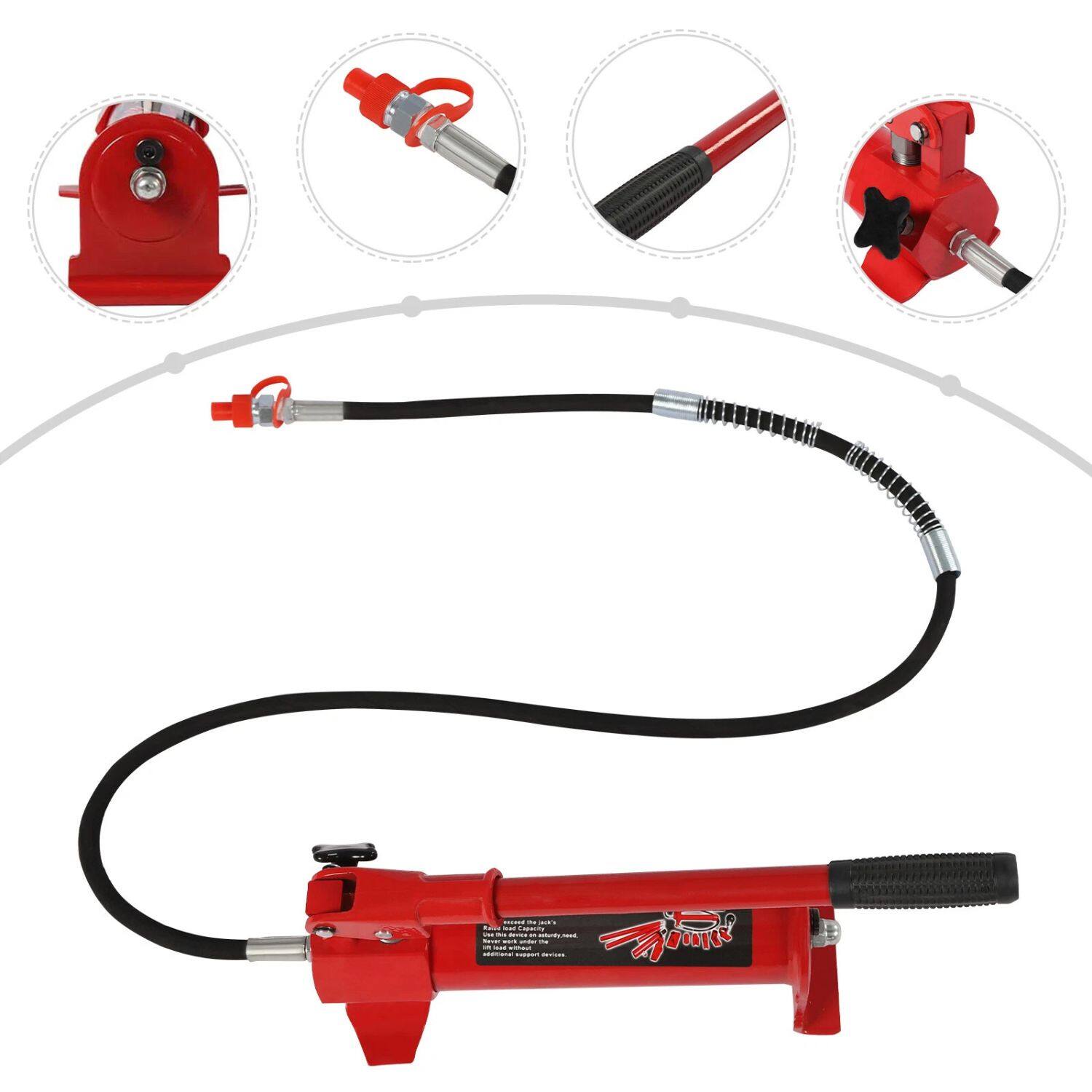 Left. Home Collection - 4 Ton Porta Power Hydraulic Jack Hand Pump Ram Auto Body Repair Kit.