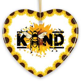 OrnamentallyYou - Bee Kind Bumblebee Sunflower Illustration Ornament - Multi-colored