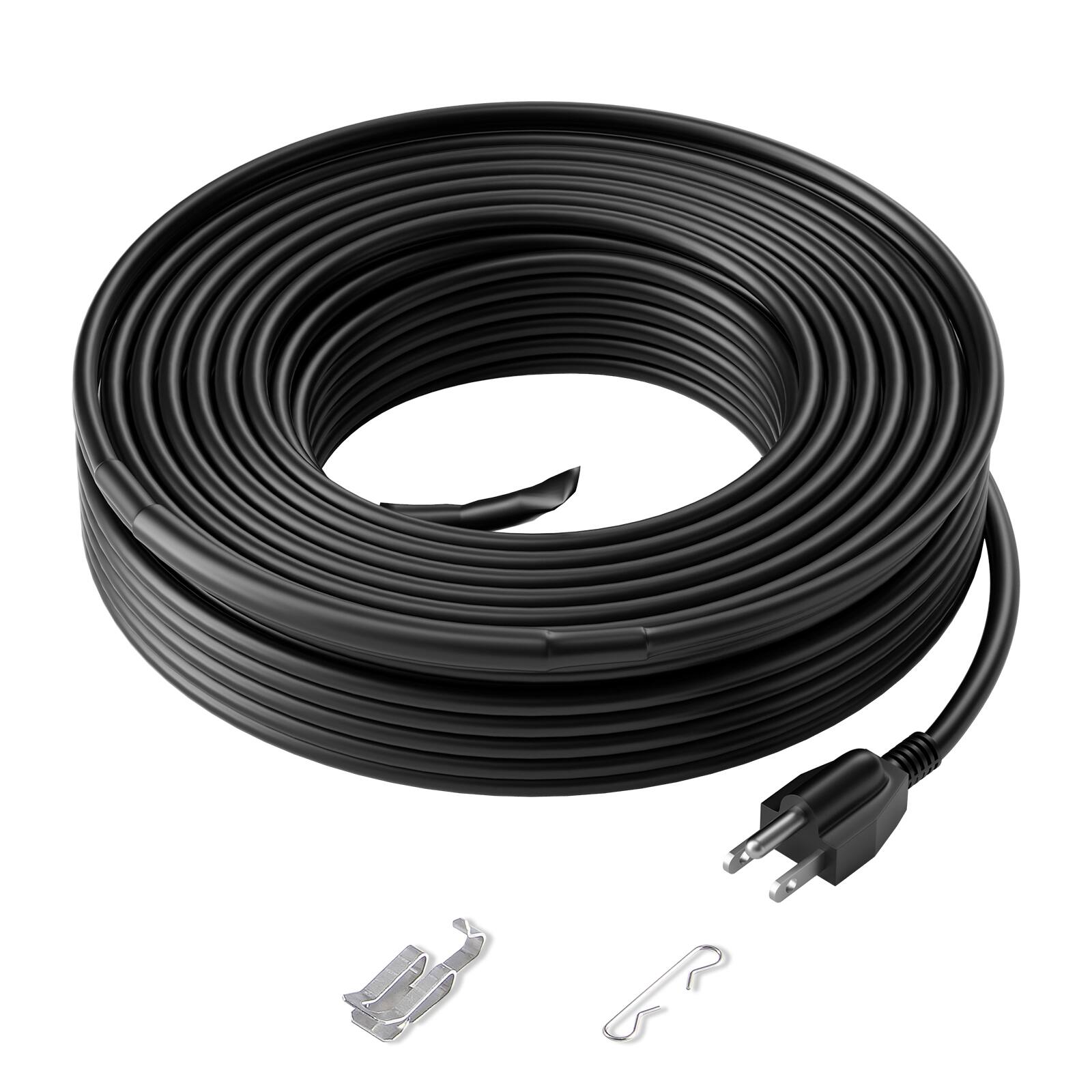 Alt View 5. VEVOR - Self-Regulating Pipe Heating Cable, 100FT 5W/FT Heat Tape for Pipes, Roof Snow Melting De-icing, Gutter and Pipe Freeze - Black;Orange.