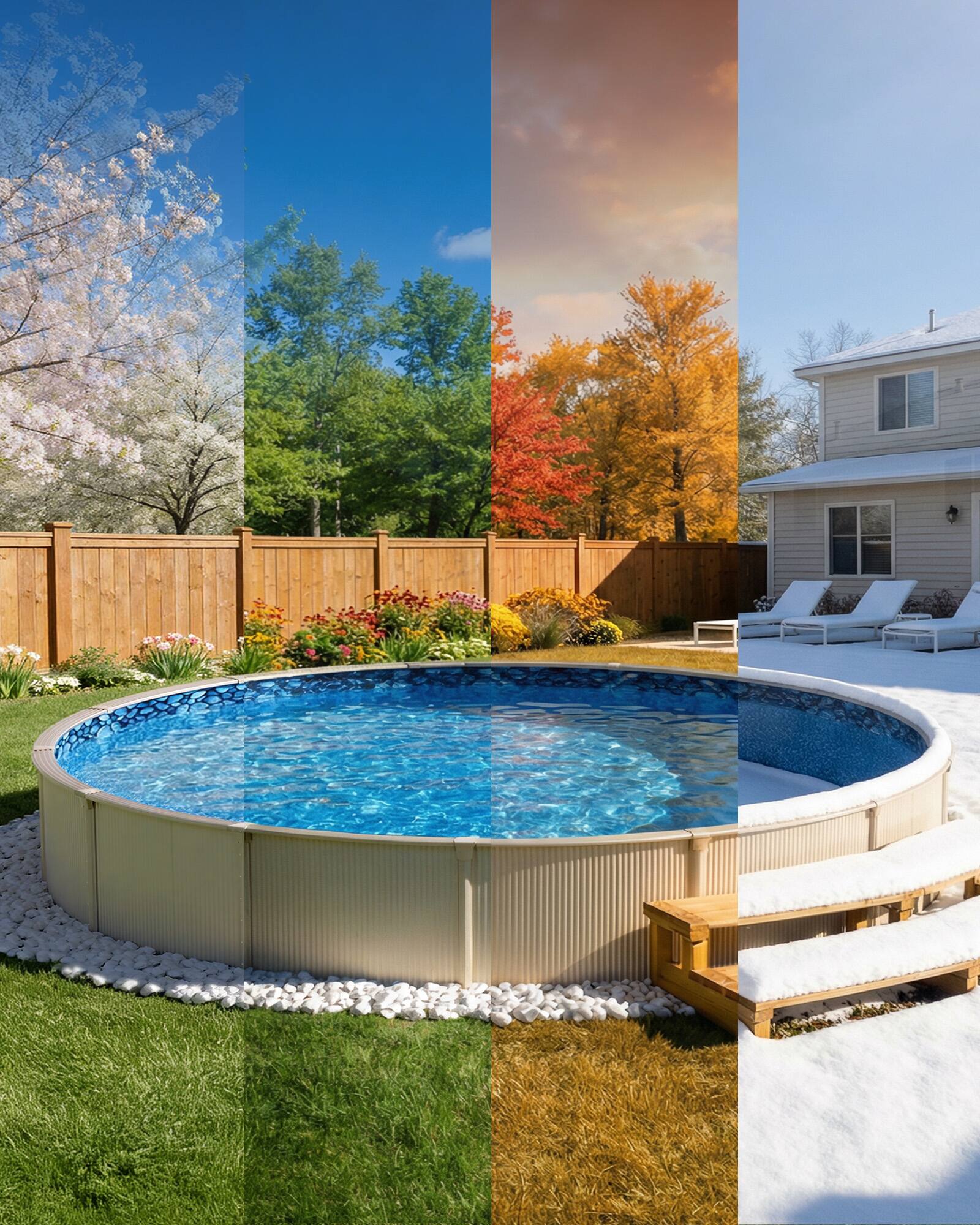 Back. VEVOR - 18ft Pool Liner, Round Overlap Swimming Pool Liner for 52 in Wall Height, Premium Vinyl, Easy Install with Leak-Proof - Boulder Swirl.