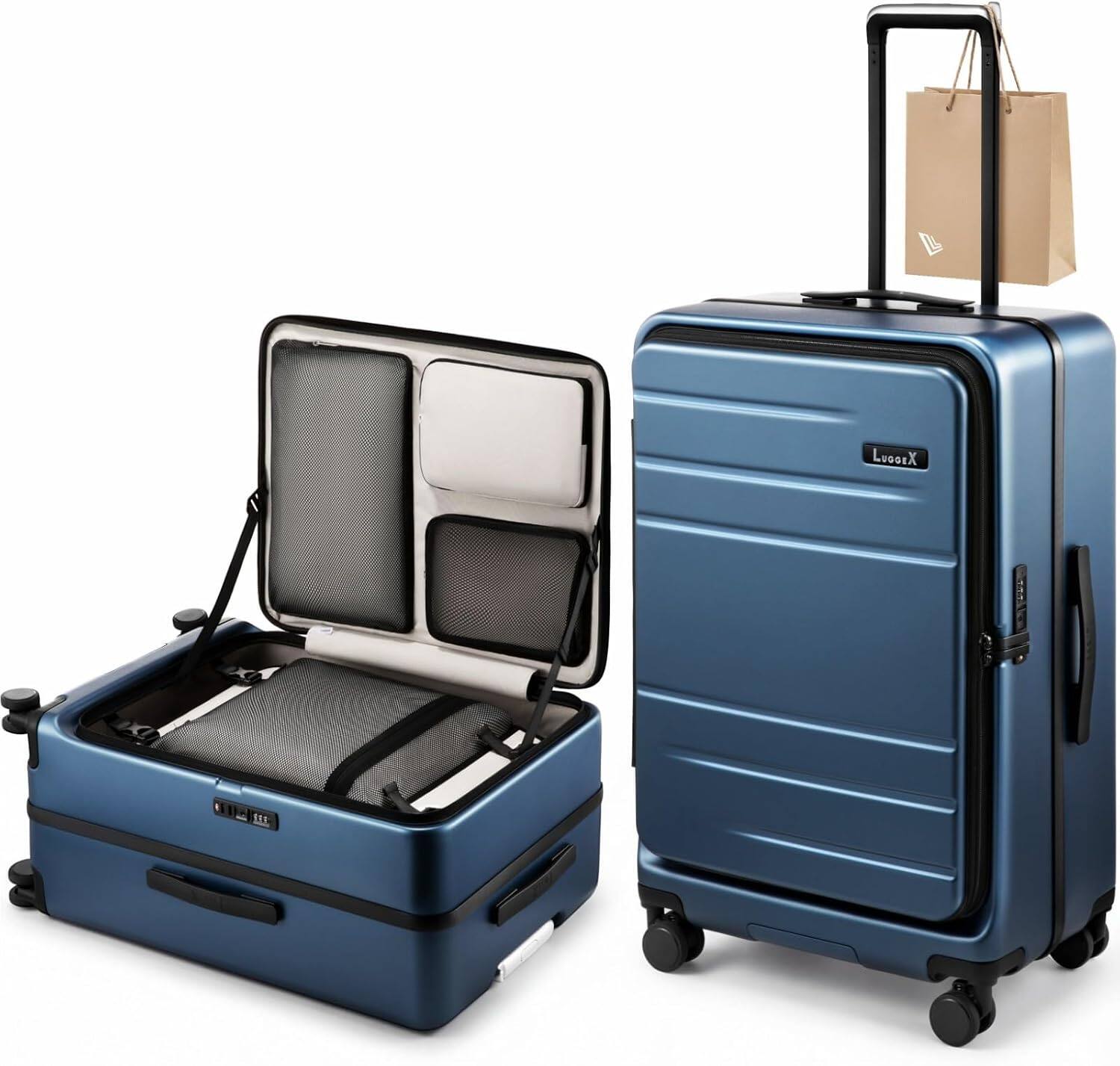 LUGGEX - Top Opening Checked Luggage 26 Inch, FLA Aluminum Frame Trunk Style Luggage, PC Hard Shell Suitcase - Blue price history on PriceWatchPro