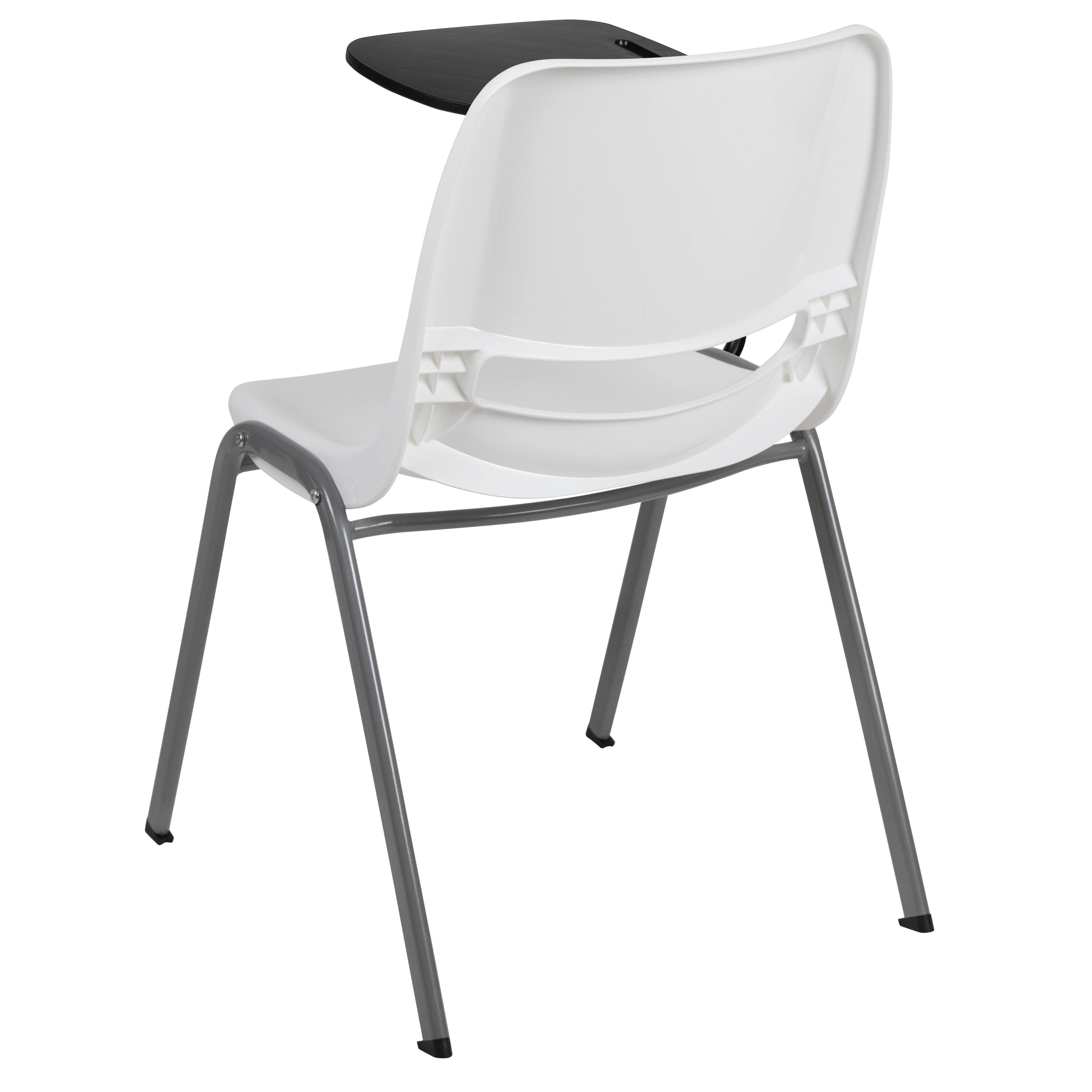 Alt View 5. Emma + Oliver - Ergonomic Shell Chair with Right Handed Flip-Up Tablet - Tablet Arm Desk - White.