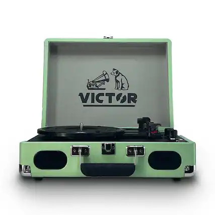 Front. Victor Audio - Metro Plus Portable Dual Bluetooth Suitcase Turntable - Mint.