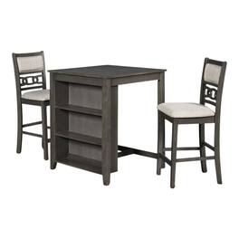 FurniFact - Small Dining Table for 2 – Compact Solid Wood Table and Chairs Set - Gray