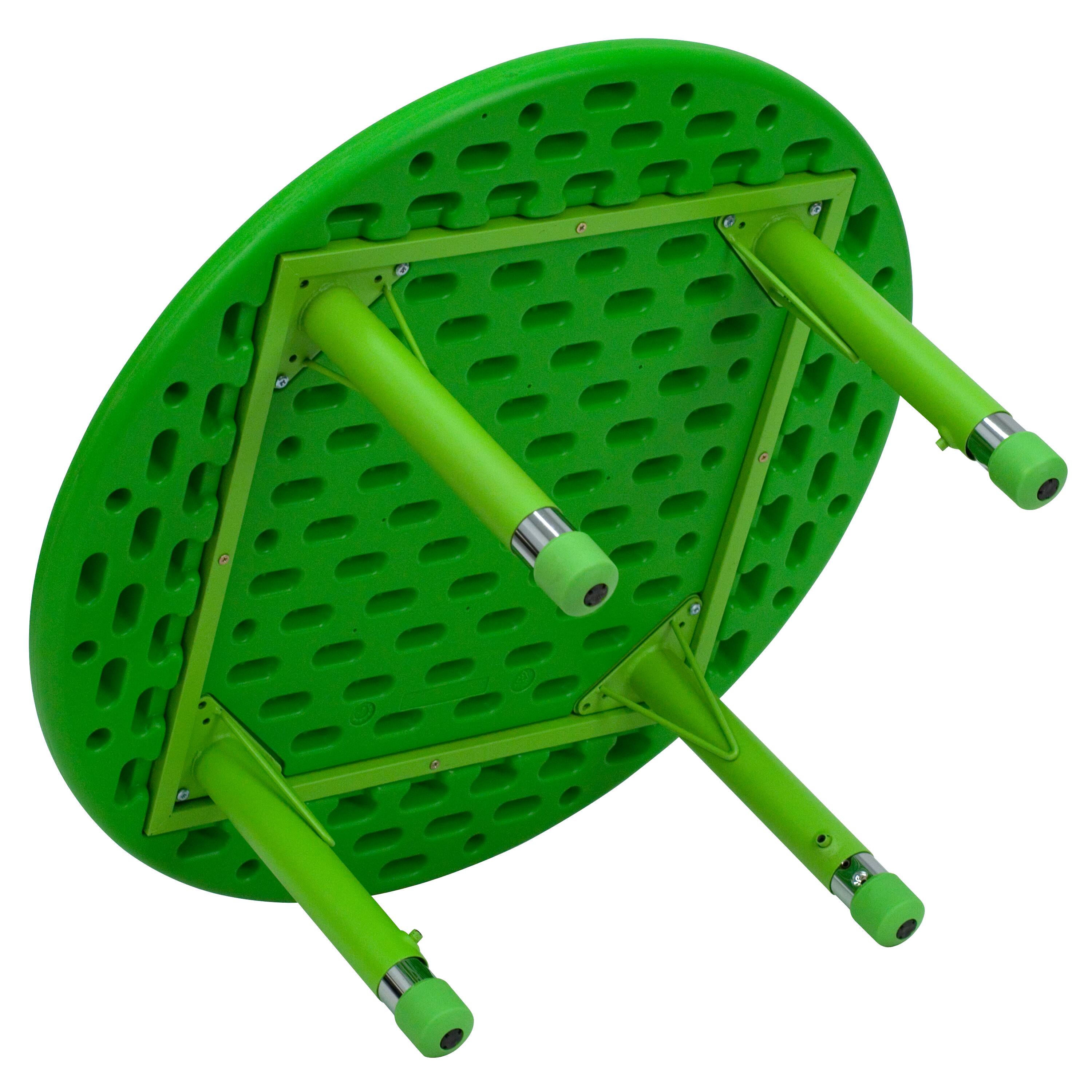 Alt View 3. Emma + Oliver - 33" Round Plastic Height Adjustable Activity Table - Green.