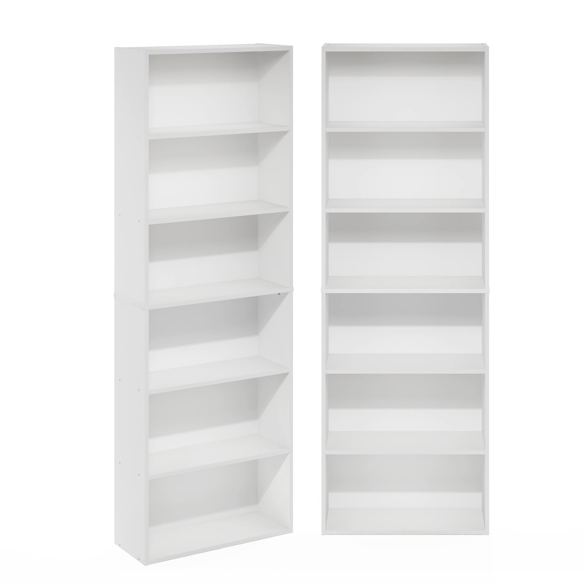 Alt View 6. Furinno - JAYA Book Shelf Set of 2, 6-Tier Bookshelf, Bookcase, 9.5 x 24.6 x 71, for Home Office, Living Room - White.