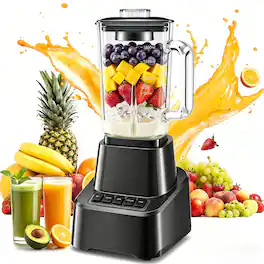 Sweet - Professional Blender for Smoothies, 54oz Large Glass Pitcher, 4 Speeds with Pulse, Dishwasher Safe - Black