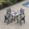 Front. Fortune Candy - HDPE Patio Dining Set, 5-Piece Poly Lumber Table & Chairs with Umbrella Hole, Weather-Resistant for Porch Yard Garden - Gray.
