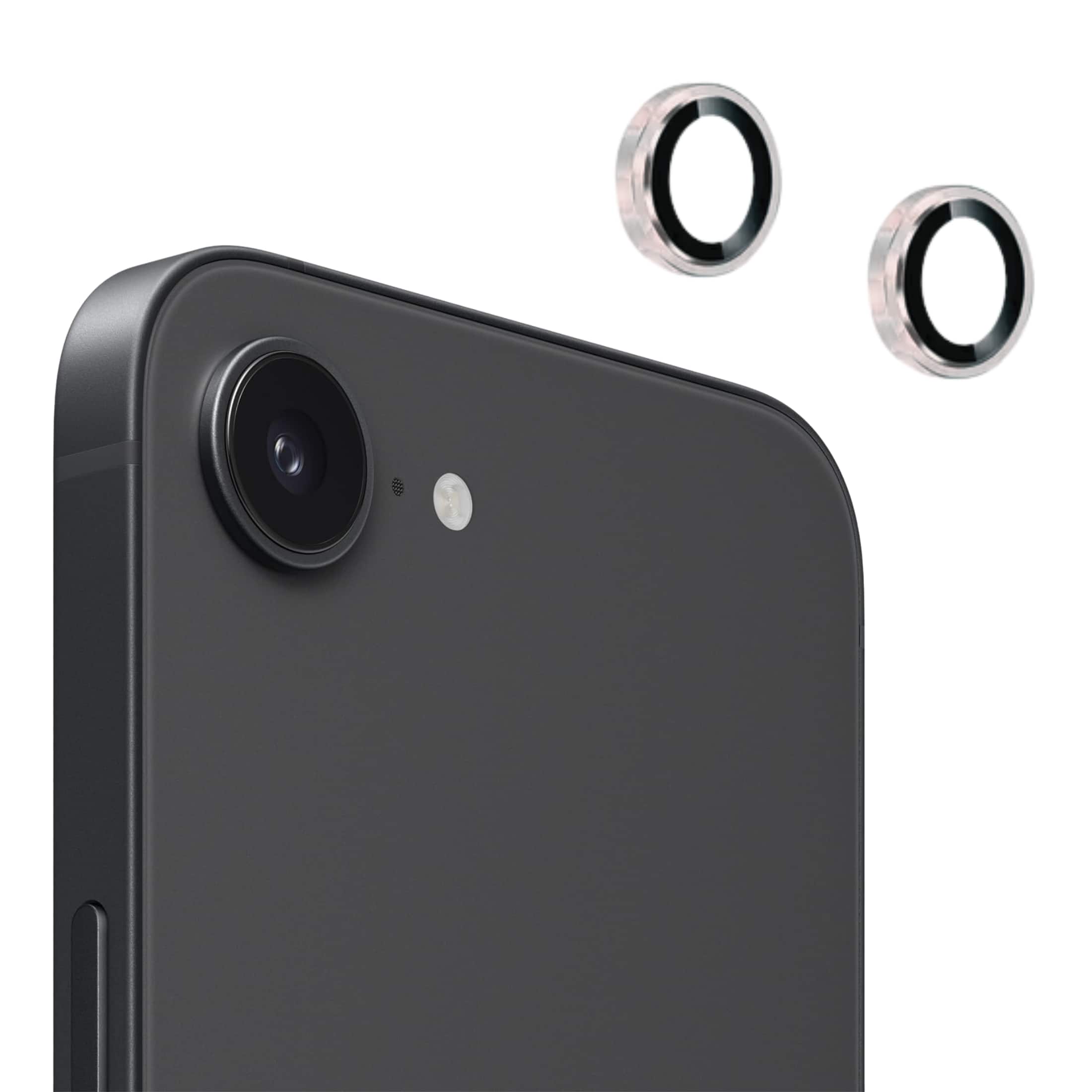 Entronix - iPhone 16E Camera Lens Protector - Premium Metal 2-Piece Set - Silver