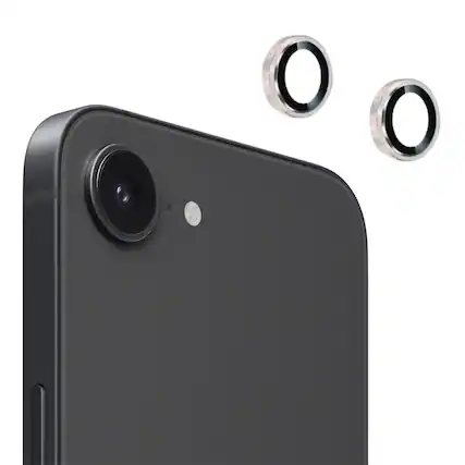 Front. Entronix - Entronix iPhone 16E Camera Lens Protector - Premium Metal 2-Piece Set - Silver.