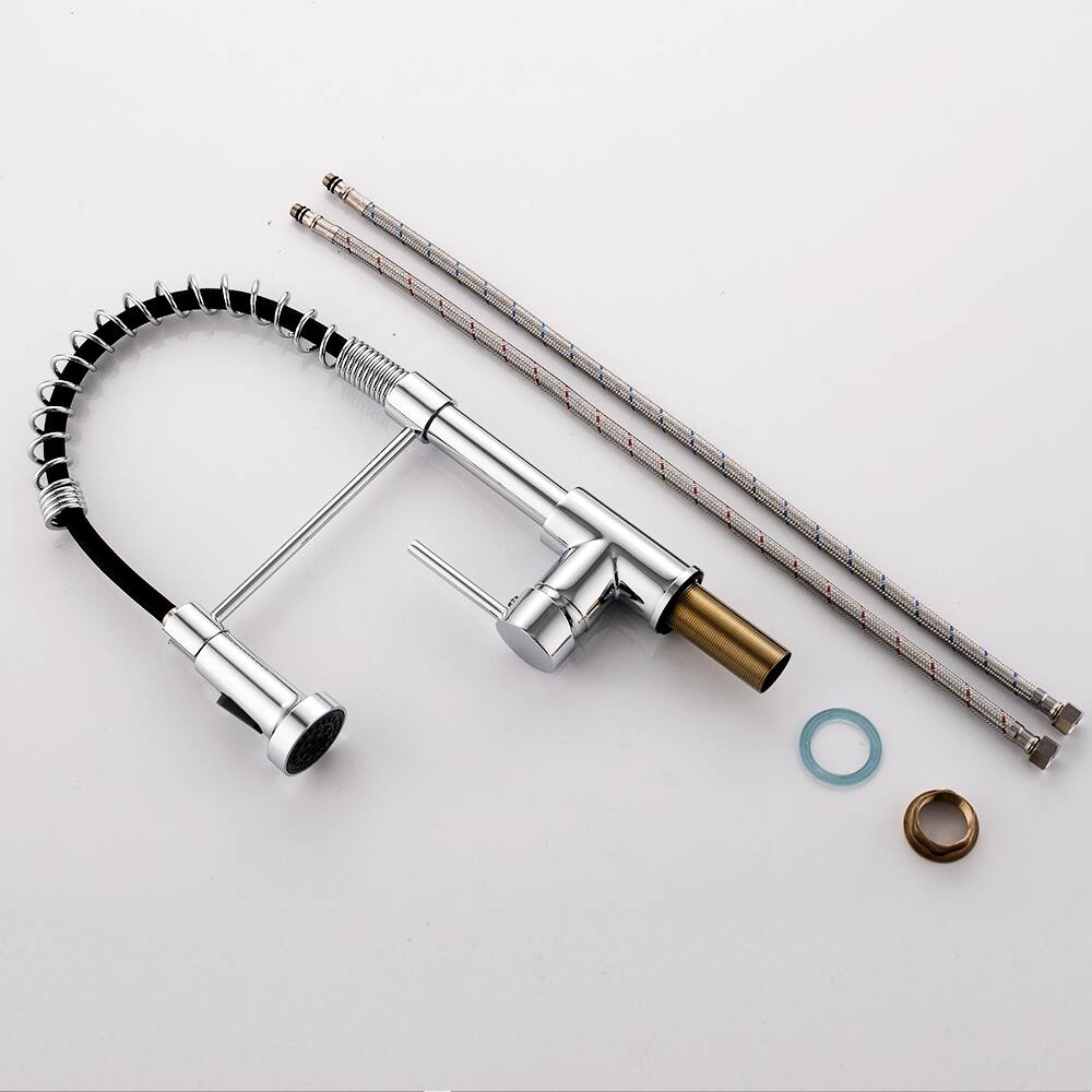 Alt View 3. TinyHomie - Commercial Black Kitchen Faucet Pull Down Sprayer Single Handle - Black.