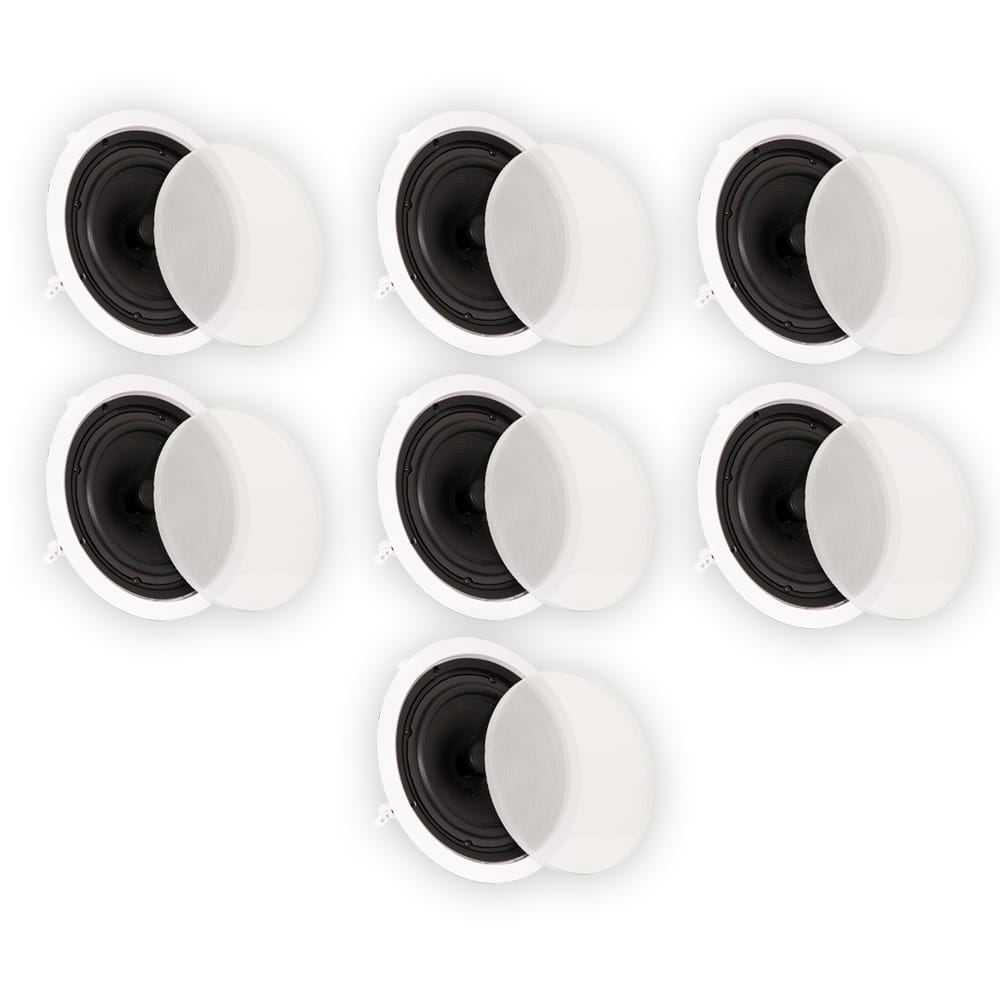Front. Theater Solutions by Goldwood - TS80C in Ceiling 8" Speakers Surround Sound Home Theater 7 Piece Speaker Set - Paintable White.