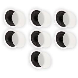 Theater Solutions by Goldwood - TS80C in Ceiling 8" Speakers Surround Sound Home Theater 7 Piece Speaker Set - Paintable White